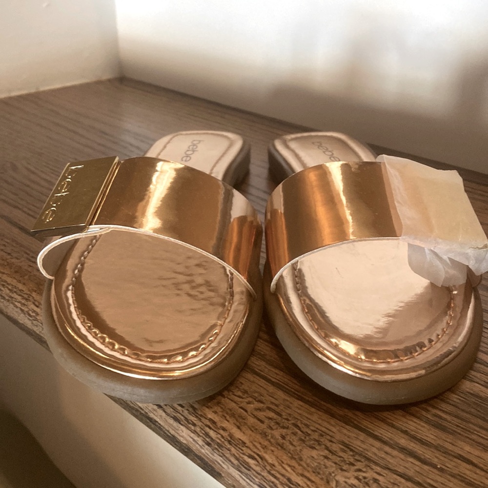 Bebe rose gold slides